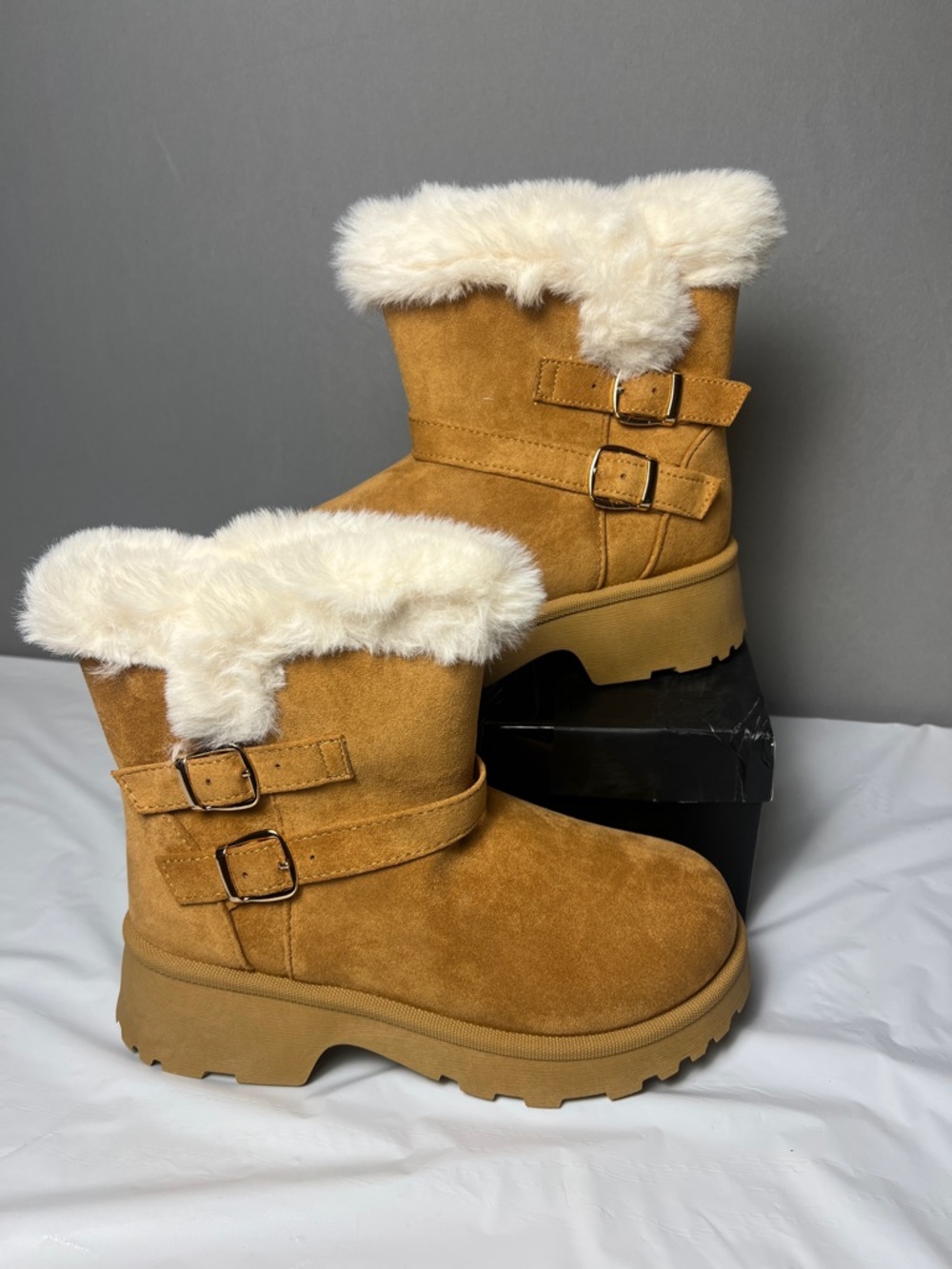 Cozy Faux-Fur Lined Tan Winter Boots